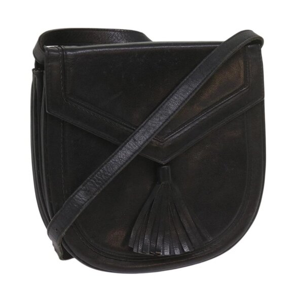 SAINT LAURENT Shoulder Bag Leather Black Auth ar11404 - Picture 1 of 16